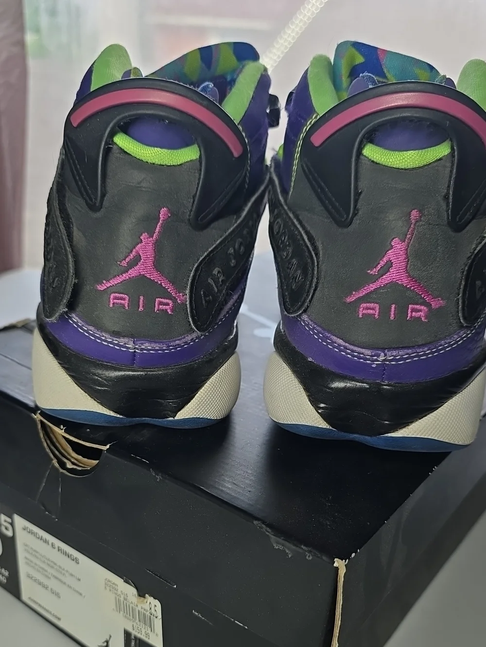 Air Jordan 6 Rings Bel-Air Purple 8.5 Basketball Sneakers